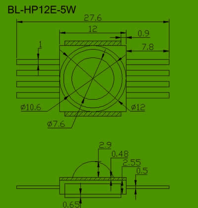 5W power LED circuit and dimension